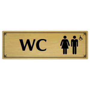 WC společné invalida, 200x66mm, zlatá popiska s okrasným rámečkem  