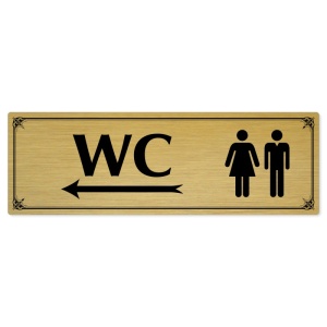 WC společné vlevo, 240x79mm, zlatá popiska s okrasným rámečkem  