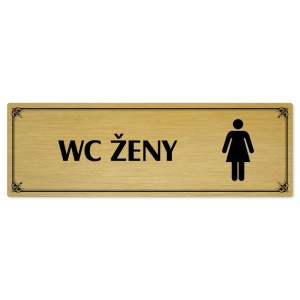WC ženy, 240x79mm, zlatá popiska s okrasným rámečkem  