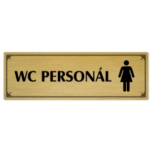 WC personál ženy, 240x79mm, zlatá popiska s okrasným rámečkem  