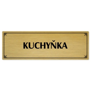 Kuchyňka, 200x66mm, zlatá popiska s okrasným rámečkem  