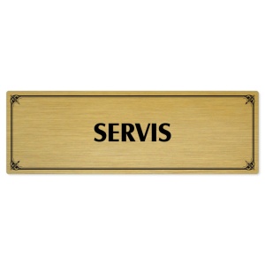 Servis, 200x66mm, zlatá popiska s okrasným rámečkem  