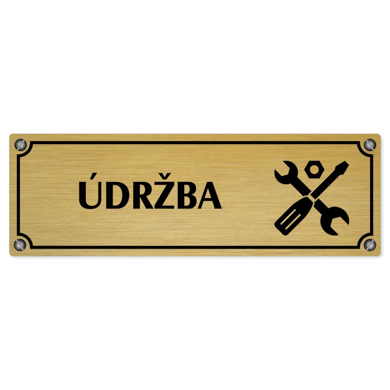 Údržba, 240x79mm, zlatá popiska s imitacemi šroubků