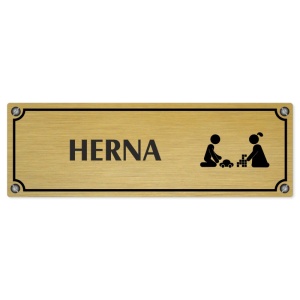 Herna, 200x66mm, zlatá popiska s imitacemi šroubků