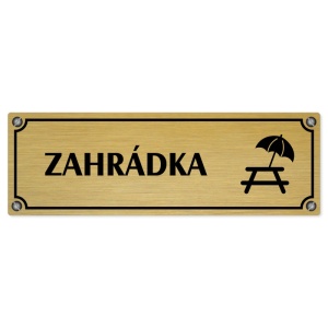 Zahrádka, 200x66mm, zlatá popiska s imitacemi šroubků