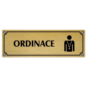 Ordinace, 200x66mm, zlatá popiska s imitacemi šroubků