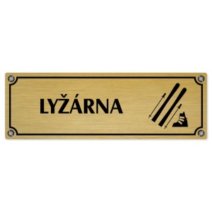 Lyžárna, 240x79mm, zlatá popiska s imitacemi šroubků