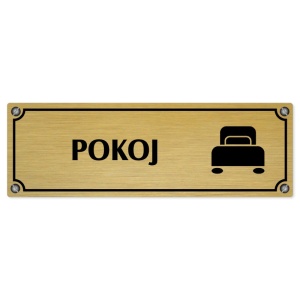Pokoj, 240x79mm, zlatá popiska s imitacemi šroubků