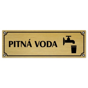 Pitná voda, 200x66mm, zlatá popiska s imitacemi šroubků