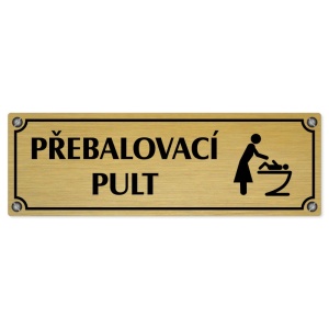 Přebalovací pult, 200x66mm, zlatá popiska s imitacemi šroubků