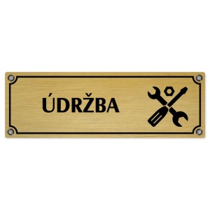 Údržba, 200x66mm, zlatá popiska s imitacemi šroubků
