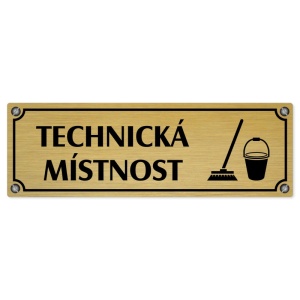 Technická místnost, 200x66mm, zlatá popiska s imitacemi šroubků