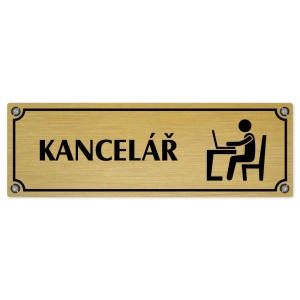 Kancelář, 200x66mm, zlatá popiska s imitacemi šroubků