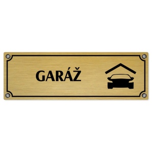 Garáž, 200x66mm, zlatá popiska s imitacemi šroubků