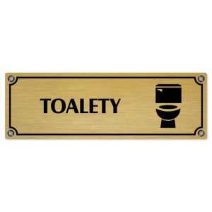 Toalety, 200x66mm, zlatá popiska s imitacemi šroubků