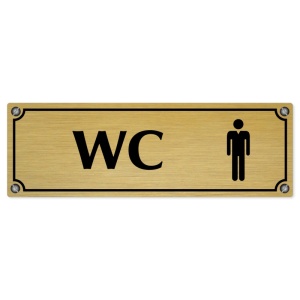 WC muži, 200x66mm, zlatá popiska s imitacemi šroubků