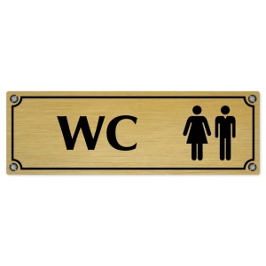 WC společné, 200x66mm, zlatá popiska s imitacemi šroubků