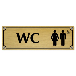 WC společné invalida, 200x66mm, zlatá popiska s imitacemi šroubků
