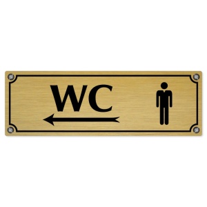WC muži vlevo, 200x66mm, zlatá popiska s imitacemi šroubků