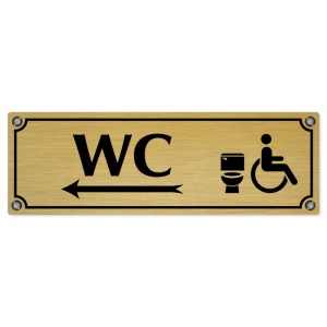 WC invalida vlevo, 200x66mm, zlatá popiska s imitacemi šroubků