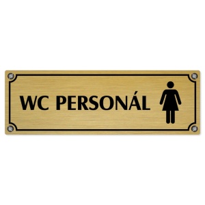 WC personál ženy, 200x66mm, zlatá popiska s imitacemi šroubků