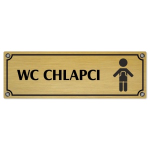 WC chlapci, 240x79mm, zlatá popiska s imitacemi šroubků