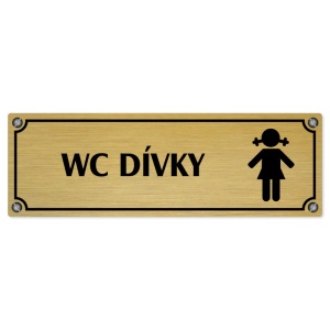 WC dívky, 200x66mm, zlatá popiska s imitacemi šroubků