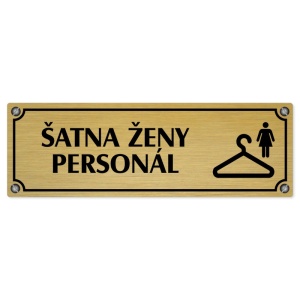 Šatna ženy personál, 200x66mm, zlatá popiska s imitacemi šroubků