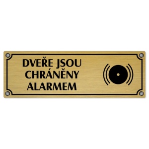 Dveře pod alarmem, 200x66mm, zlatá popiska s imitacemi šroubků