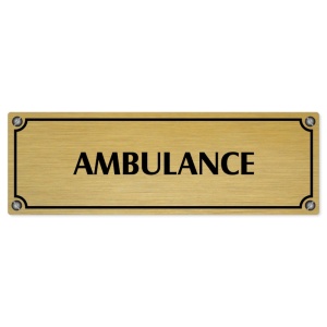 Ambulance, 200x66mm, zlatá popiska s imitacemi šroubků