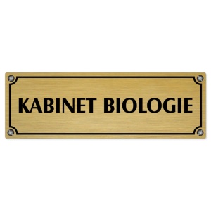 Kabinet biologie, 240x79mm, zlatá popiska s imitacemi šroubků