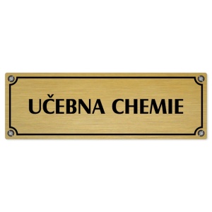 Učebna chemie, 200x66mm, zlatá popiska s imitacemi šroubků