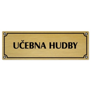 Učebna hudby, 200x66mm, zlatá popiska s imitacemi šroubků