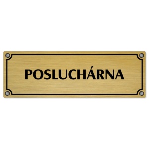 Posluchárna, 200x66mm, zlatá popiska s imitacemi šroubků