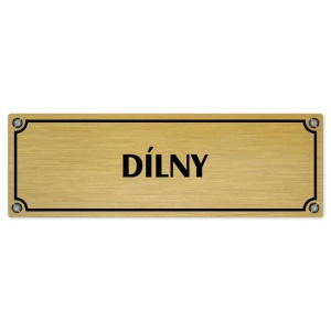 Dílny, 200x66mm, zlatá popiska s imitacemi šroubků