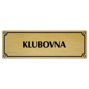 Klubovna, 200x66mm, zlatá popiska s imitacemi šroubků