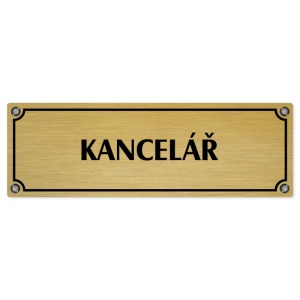 Kancelář, 240x79mm, zlatá popiska s imitacemi šroubků