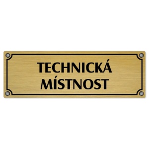 Technická místnost, 240x79mm, zlatá popiska s imitacemi šroubků