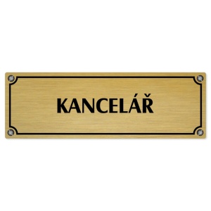 Kancelář, 200x66mm, zlatá popiska s imitacemi šroubků
