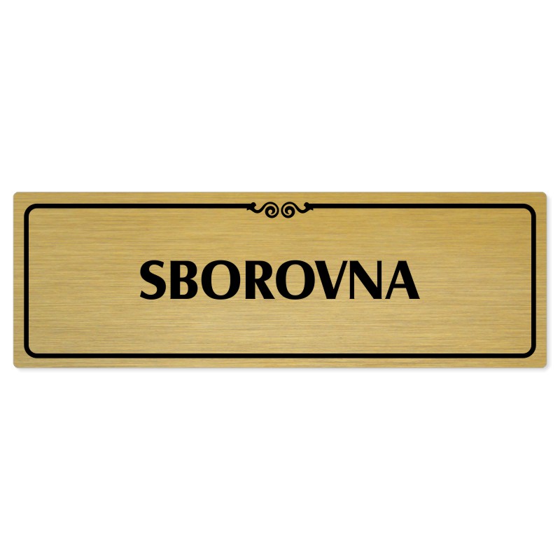 Sborovna, 240x79mm, zlatá popiska s ozdobou uprostřed
