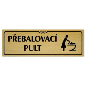 Přebalovací pult, 200x66mm, zlatá popiska s ozdobou uprostřed
