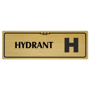 Hydrant, 200x66mm, zlatá popiska s ozdobou uprostřed