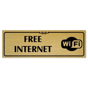 Free Internet. 200x66mm, zlatá popiska s ozdobou uprostřed