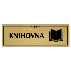 Knihovna, 200x66mm, zlatá popiska s ozdobou uprostřed