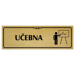 Učebna, 200x66mm, zlatá popiska s ozdobou uprostřed