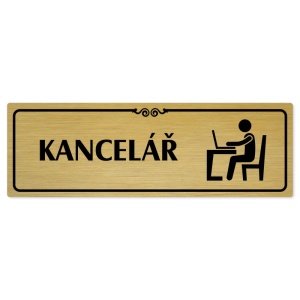 Kancelář, 200x66mm, zlatá popiska s ozdobou uprostřed