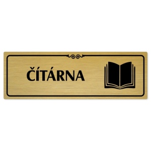 Čítárna, 200x66mm, zlatá popiska s ozdobou uprostřed