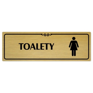 Toalety ženy, 240x79mm, zlatá popiska s ozdobou uprostřed