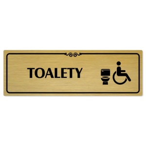 Toalety invalida, 200x66mm, zlatá popiska s ozdobou uprostřed
