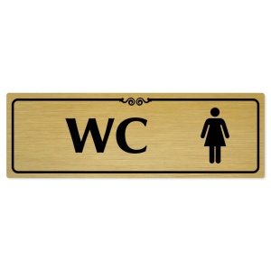 WC ženy, 200x66mm, zlatá popiska s ozdobou uprostřed